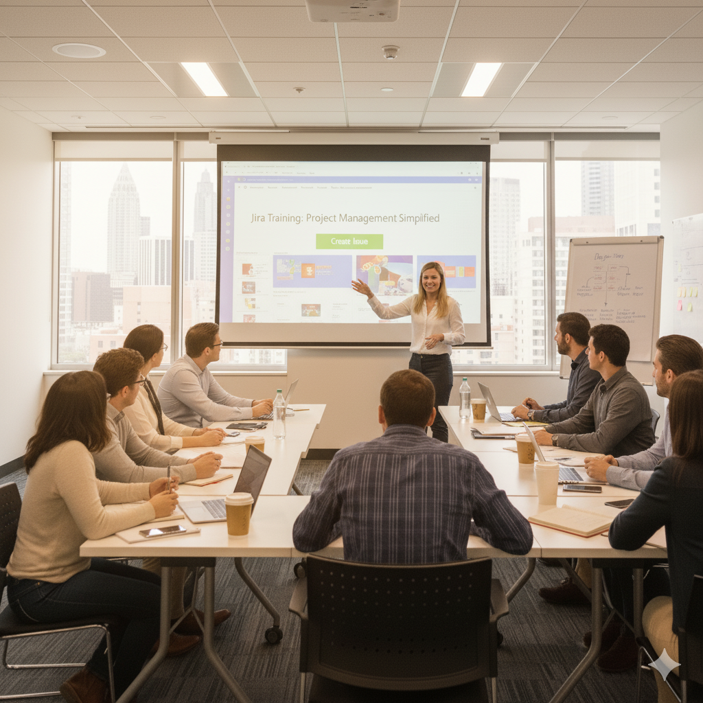 Jira tutor teaching diverse students in a modern classroom